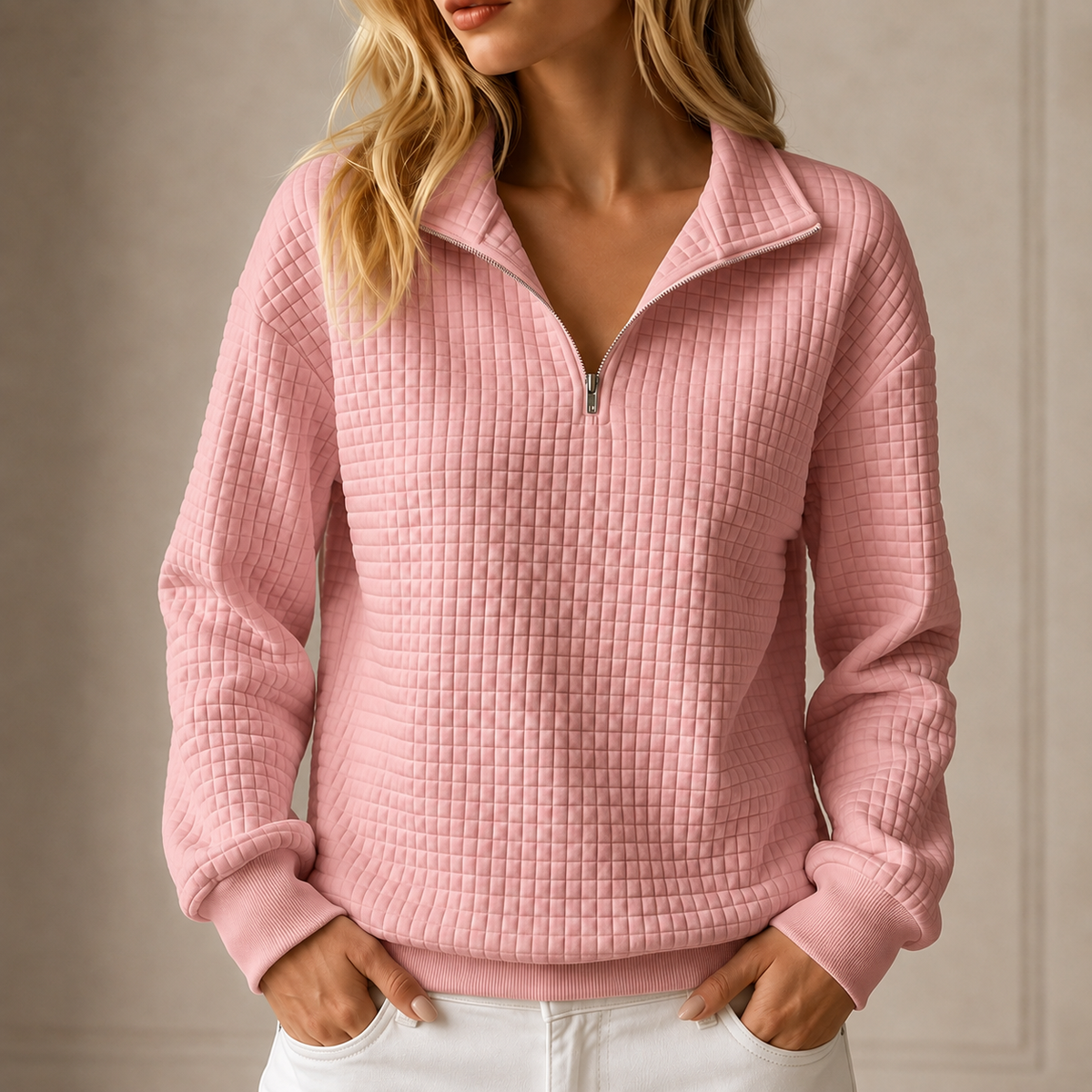 Gewatteerde Sweater Dames – Half Zip Trui