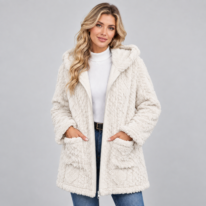 Zachte Teddy Jas Voor Dames Met Capuchon En Ritssluiting