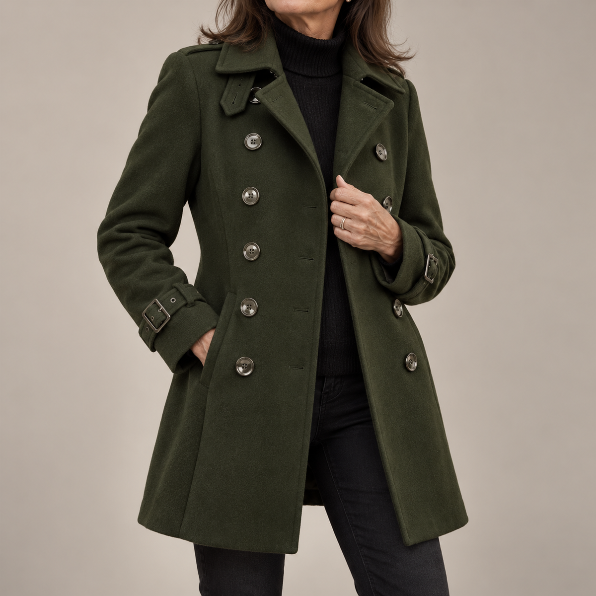 Lange Wollook Mantel Dames – Double Breasted Winterjas