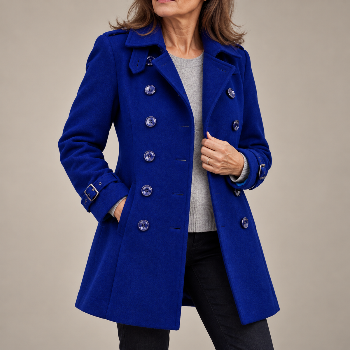 Lange Wollook Mantel Dames – Double Breasted Winterjas