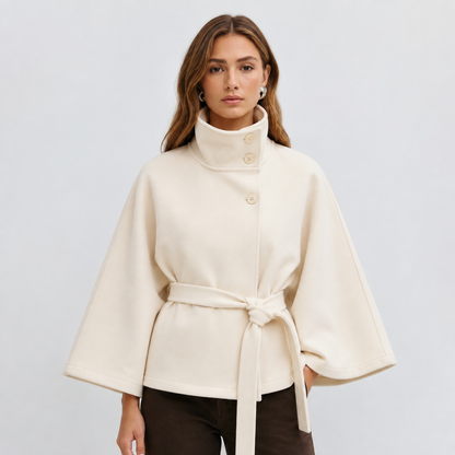 Getailleerde Dames Cape Met Wijde Mouwen En Tailleband