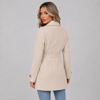Warme Getailleerde Dames Trenchcoat Met Dubbele Knoopsluiting