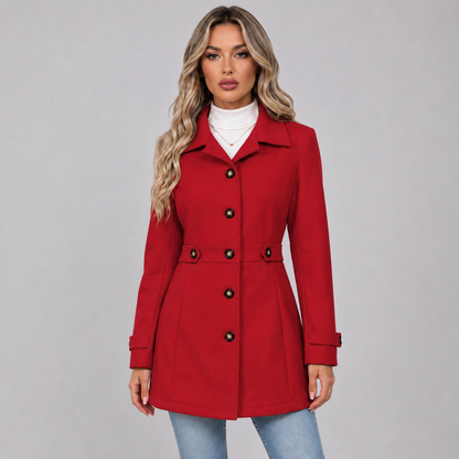Warme Getailleerde Dames Trenchcoat Met Dubbele Knoopsluiting