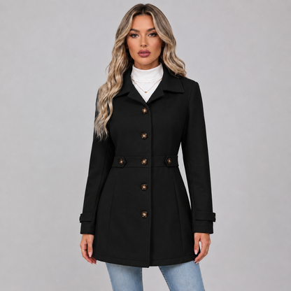 Warme Getailleerde Dames Trenchcoat Met Dubbele Knoopsluiting