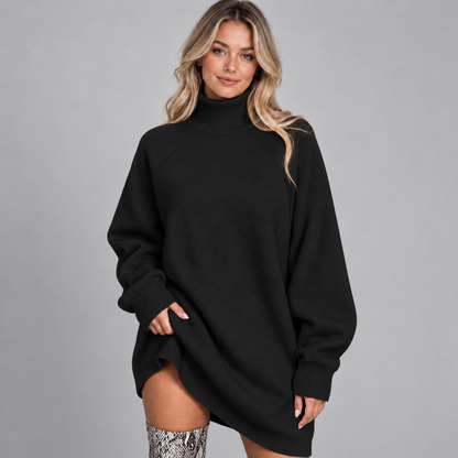 Oversized Dames Sweaterjurk Met Col En Lange Mouwen