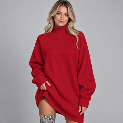 Oversized Dames Sweaterjurk Met Col En Lange Mouwen