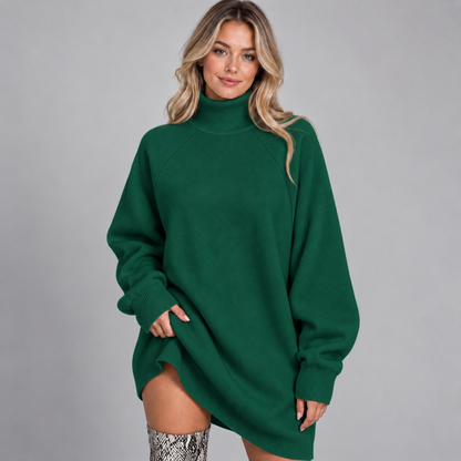 Oversized Dames Sweaterjurk Met Col En Lange Mouwen