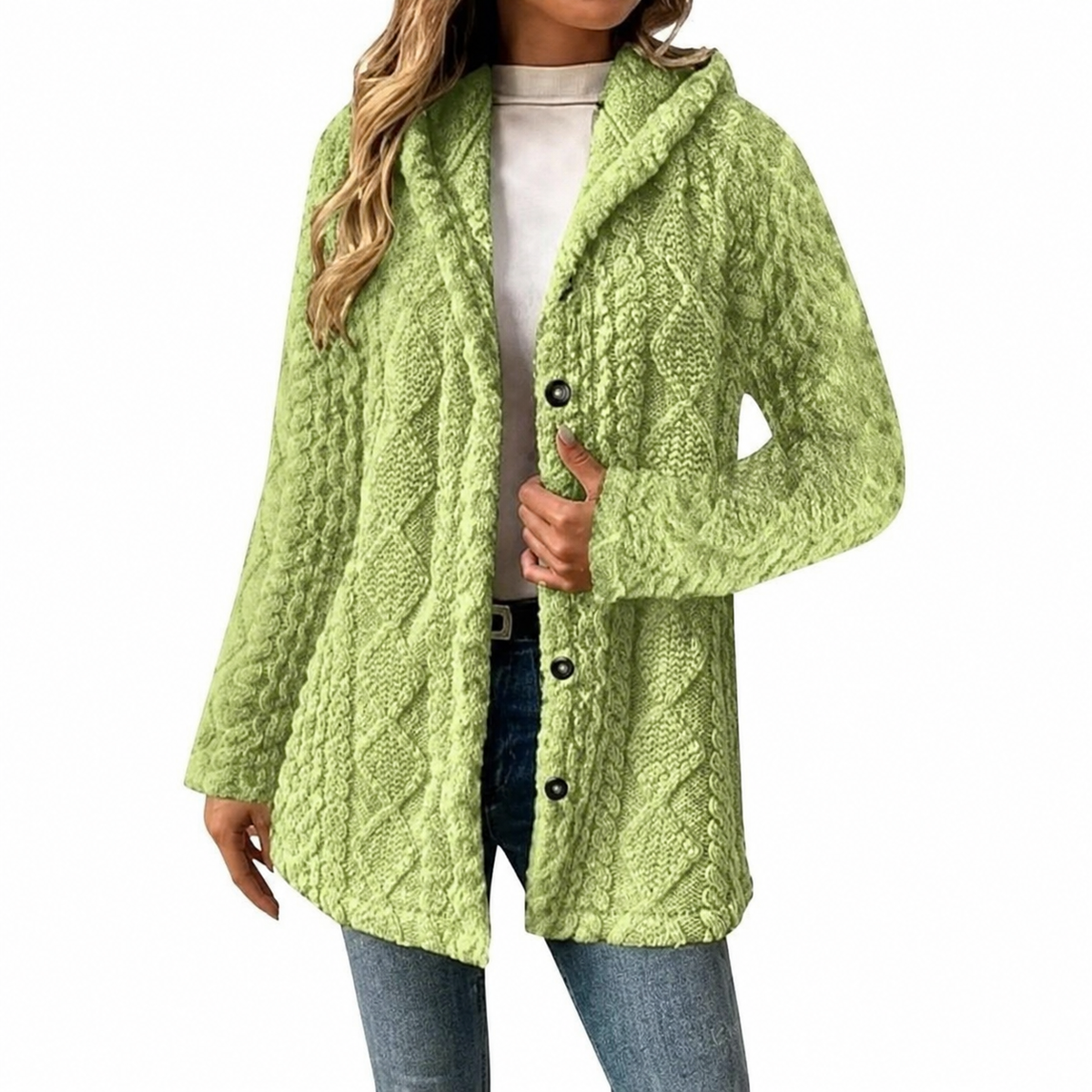 Lang Dames Cardigan Met Structuur En Lange Mouwen