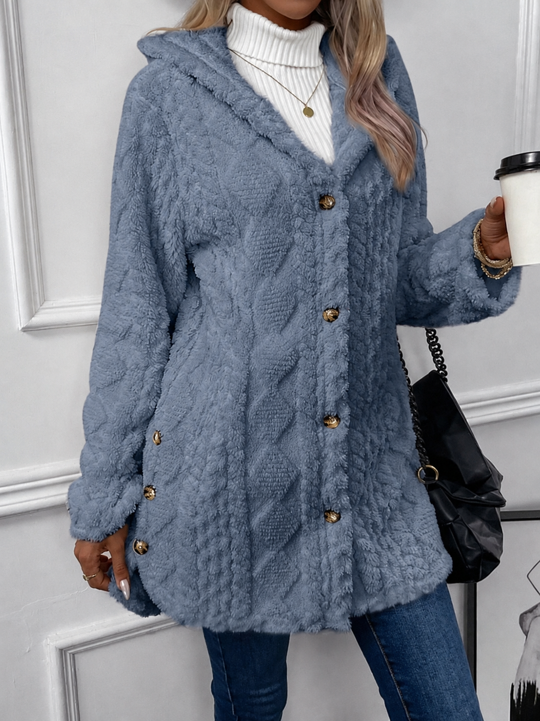 Lang Dames Cardigan Met Structuur En Lange Mouwen
