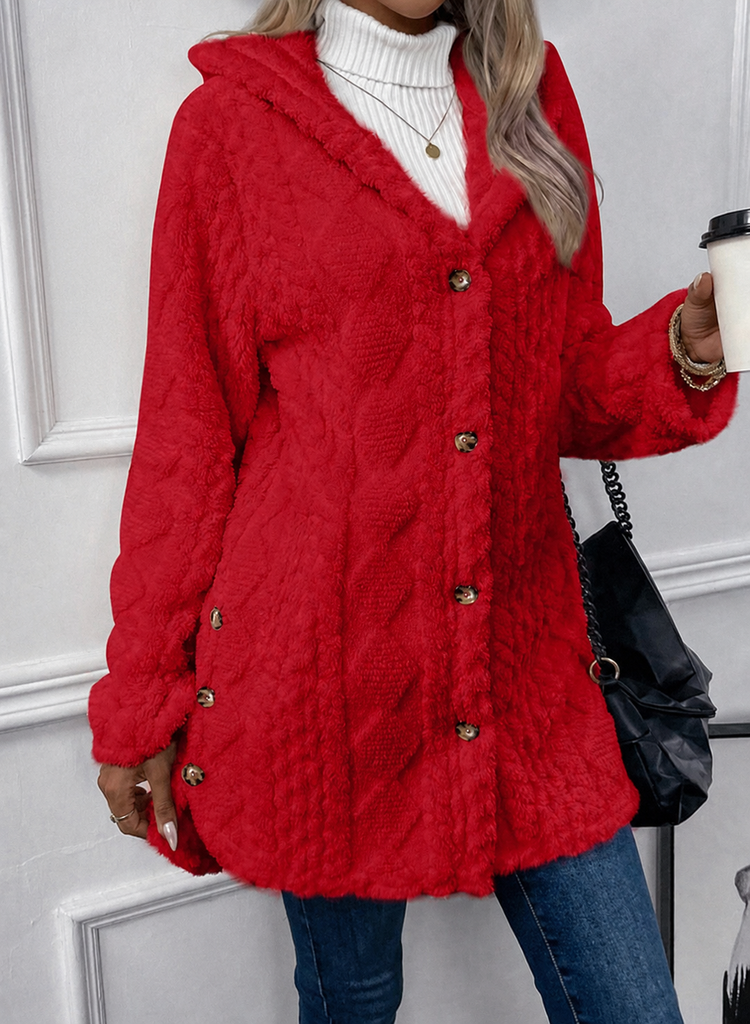 Lang Dames Cardigan Met Structuur En Lange Mouwen