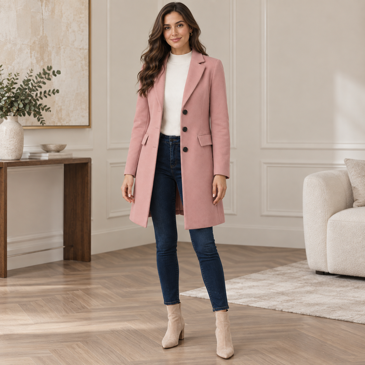 Chique Dames Manteljas Met Revers En Steekzakken