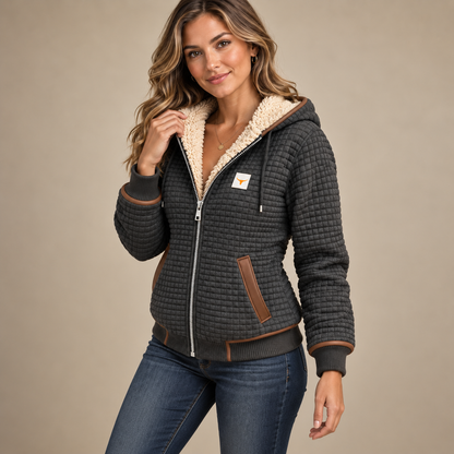 Warme Grijs Dames Vest Met Capuchon En Zachte Voering