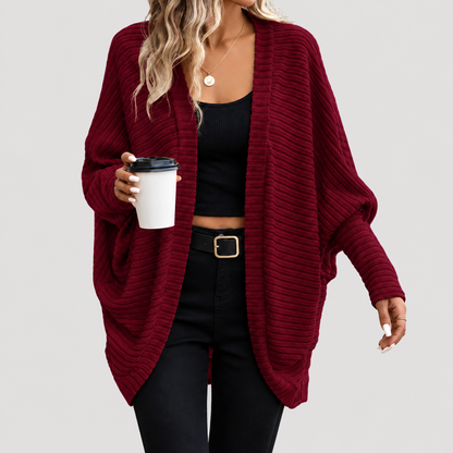 Lange Dames Oversized Cardigan Met Geribde Details En Lange Mouwen