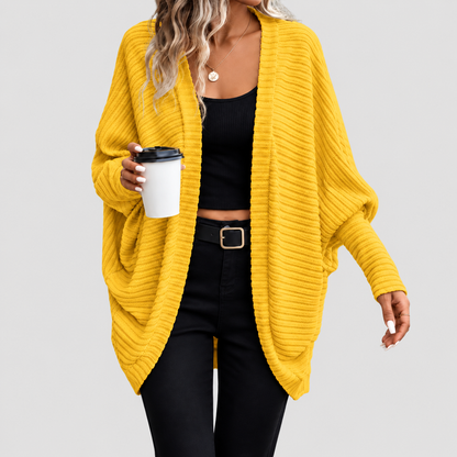 Lange Dames Oversized Cardigan Met Geribde Details En Lange Mouwen
