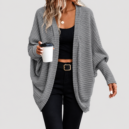 Lange Dames Oversized Cardigan Met Geribde Details En Lange Mouwen