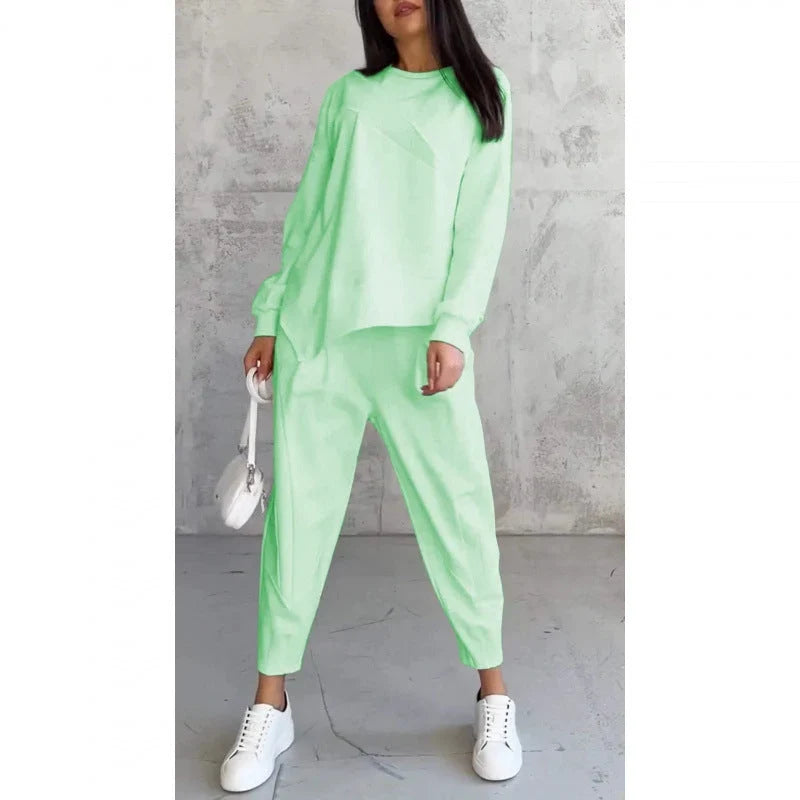 Loungewear Set Dames – Lange Mouwen & Slim-Fit Broek