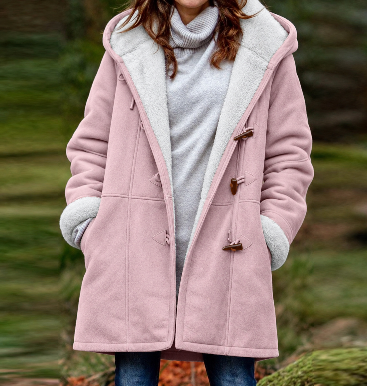 Dufflecoat Dames – Winterjas Met Fleecevoering En Capuchon