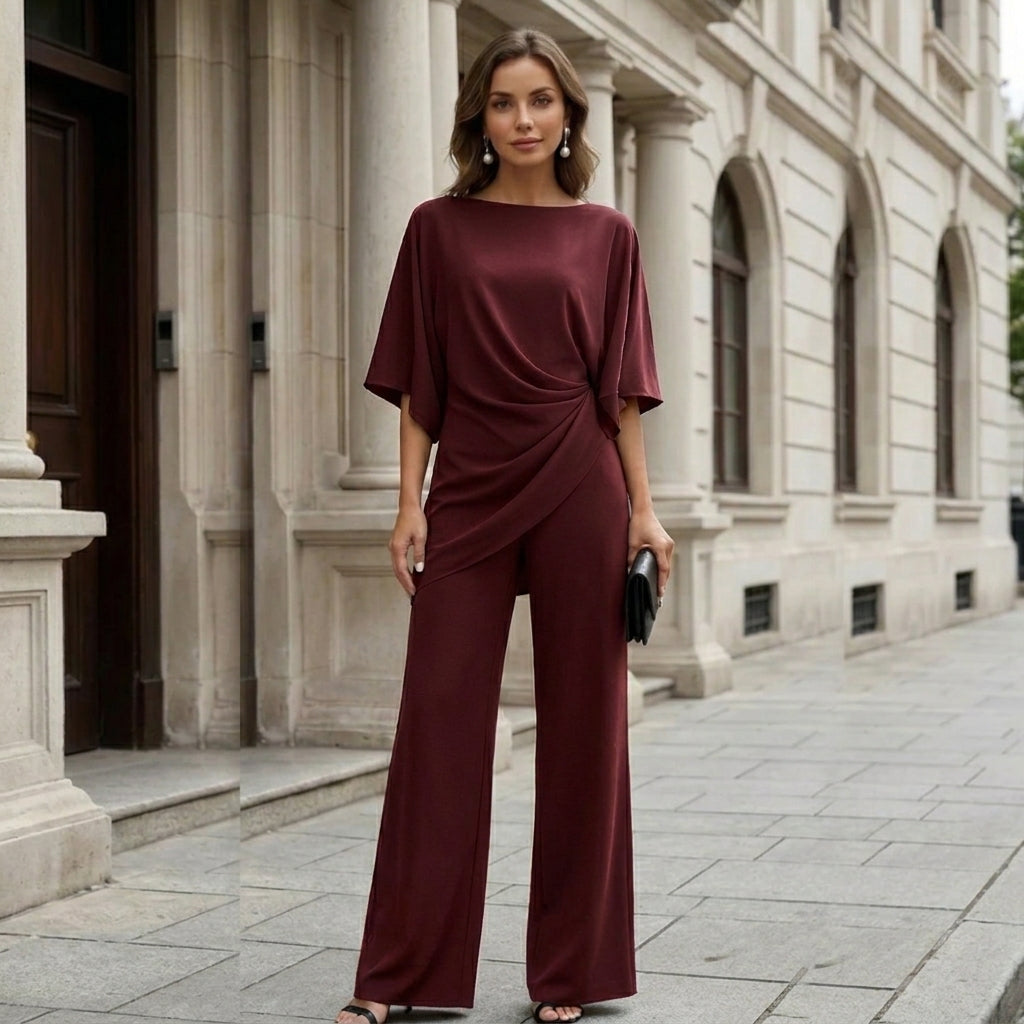 Dames Tweedelige Set Met Asymmetrische Top En Lange Broek