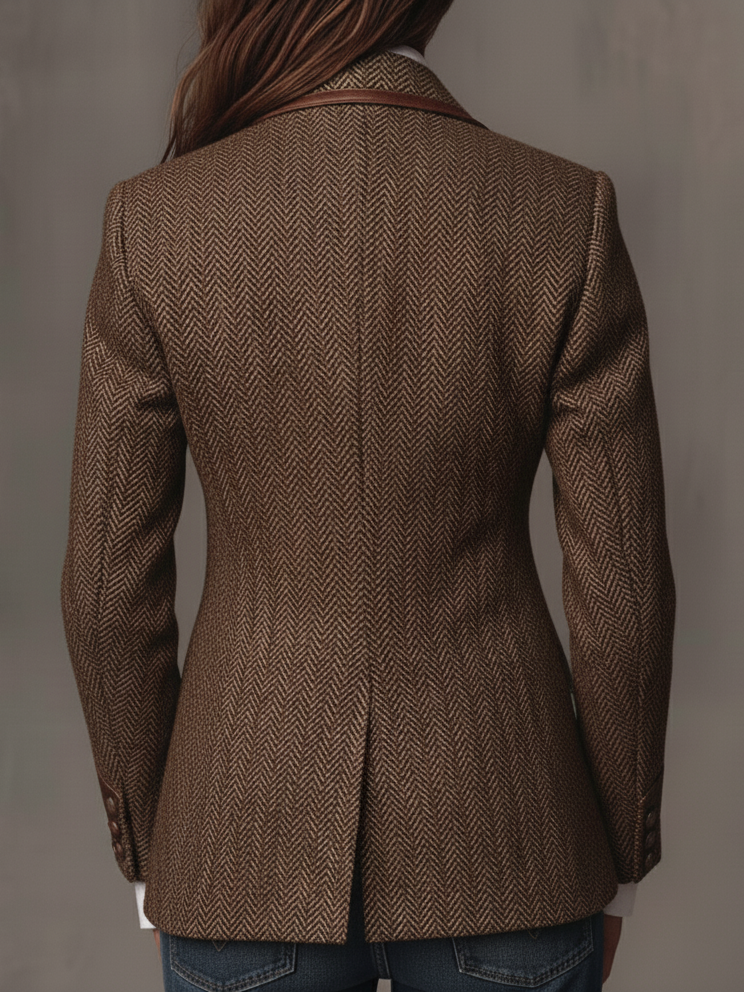 Vintage Blazer Dames – Visgraat Colbert Met Borduursel