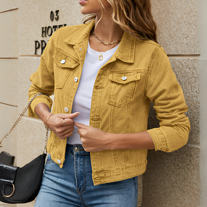 Kort Spijkerjack Dames – Denim Jasje Met Knoopsluiting