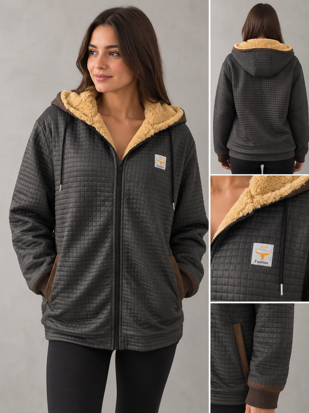 Warme Grijs Dames Vest Met Capuchon En Zachte Voering