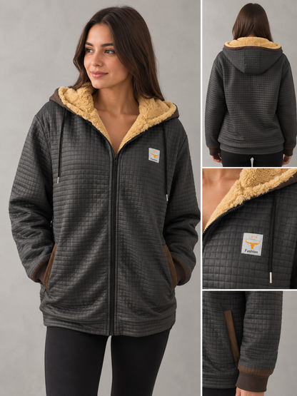 Warme Grijs Dames Vest Met Capuchon En Zachte Voering