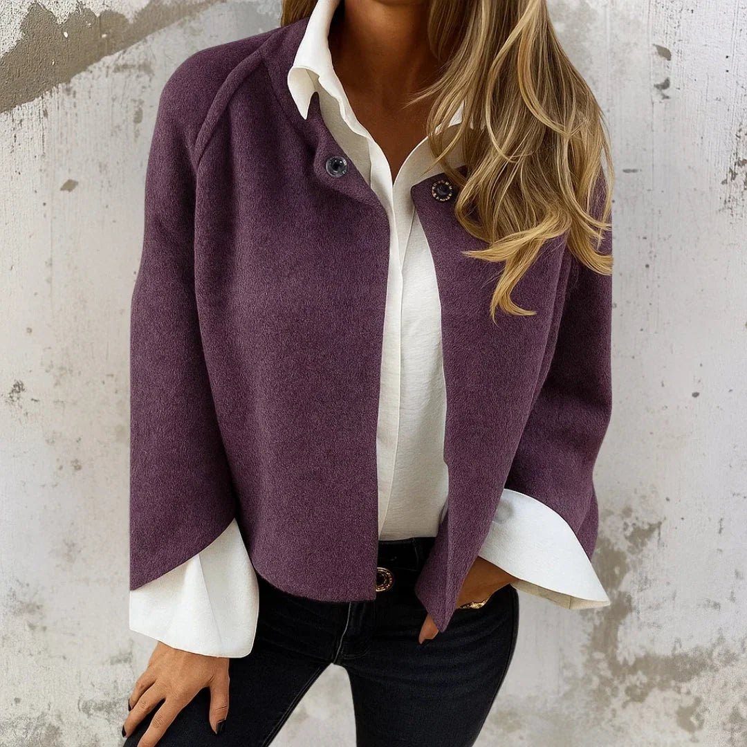 Korte Wollook Jas Dames – Kraagloos Jasje