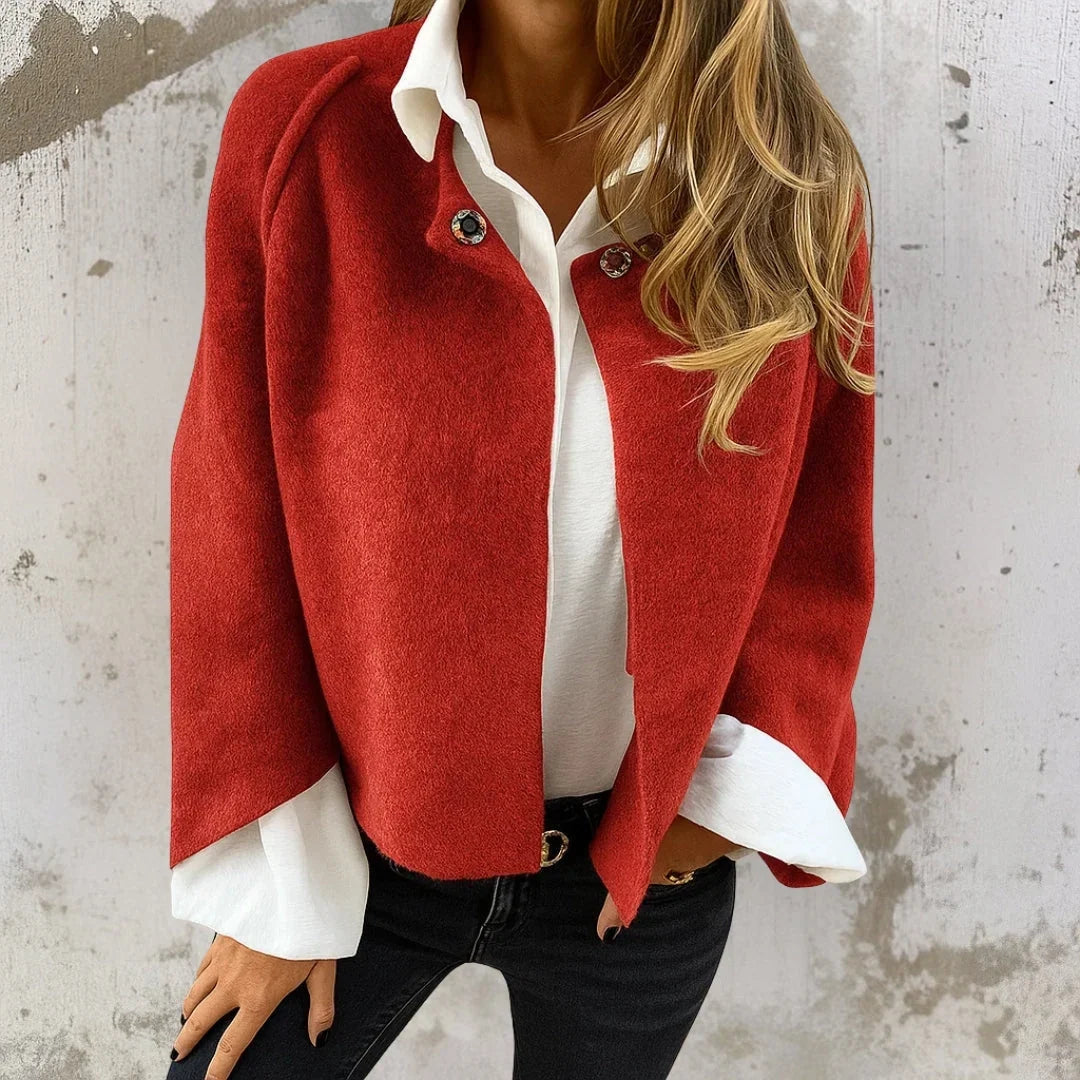 Korte Wollook Jas Dames – Kraagloos Jasje