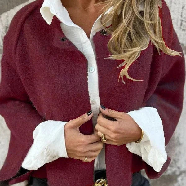Korte Wollook Jas Dames – Kraagloos Jasje