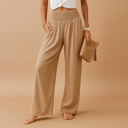 Wijde Broek Voor Dames Met Hoge Elastische Taille En Zakken