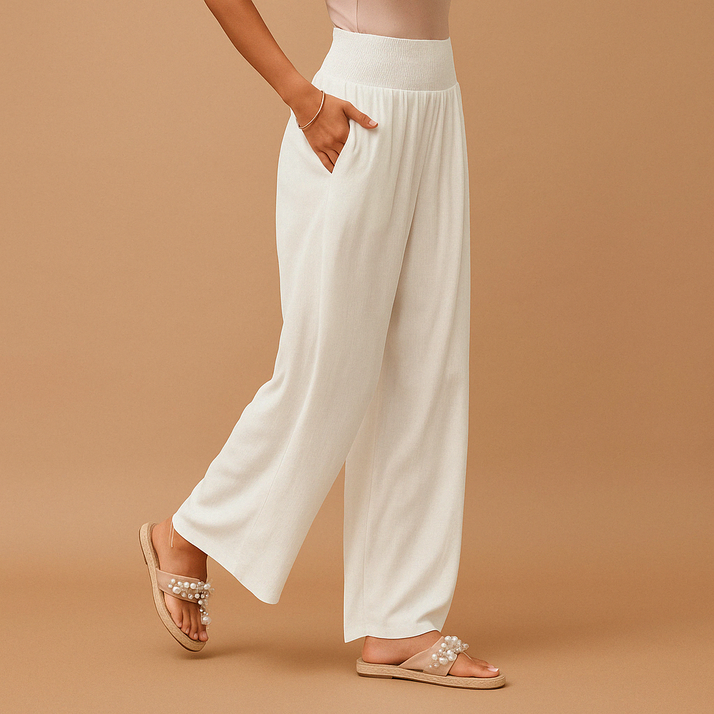 Wijde Broek Voor Dames Met Hoge Elastische Taille En Zakken