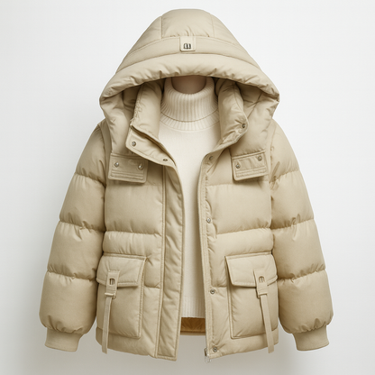 Gewatteerde Puffer Jas Dames – Korte Winterjas Met Capuchon