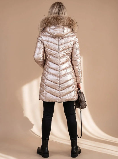 Gewatteerde Winterjas Dames – Lange Jas Met Bontlook Capuchon