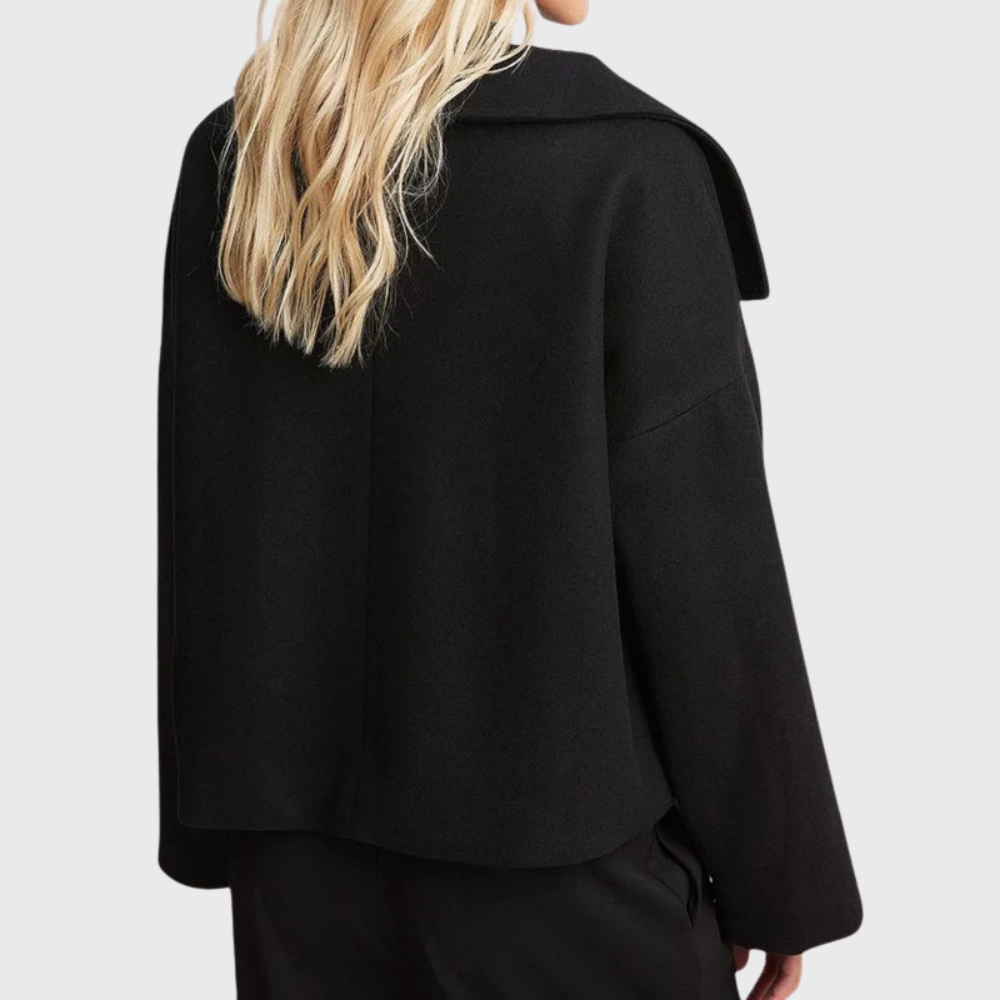 Oversized Korte Mantel Dames – Jas Met Dubbele Knopenrij