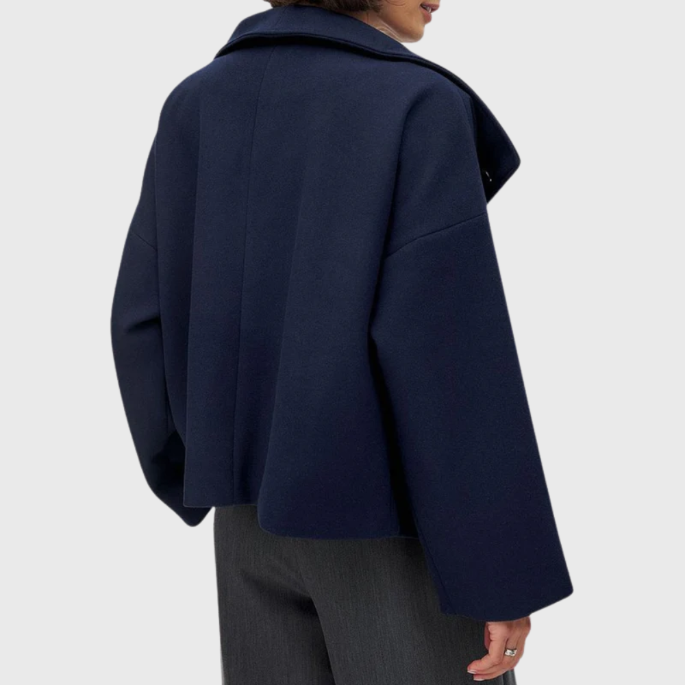 Oversized Korte Mantel Dames – Jas Met Dubbele Knopenrij