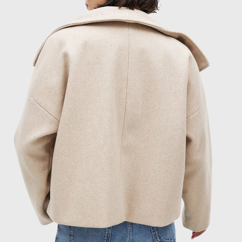 Oversized Korte Mantel Dames – Jas Met Dubbele Knopenrij