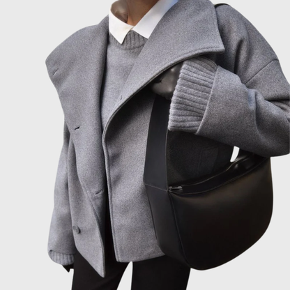 Oversized Korte Mantel Dames – Jas Met Dubbele Knopenrij