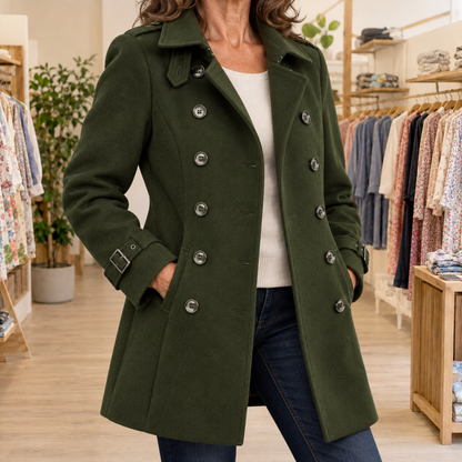 Lange Wollook Mantel Dames – Double Breasted Winterjas