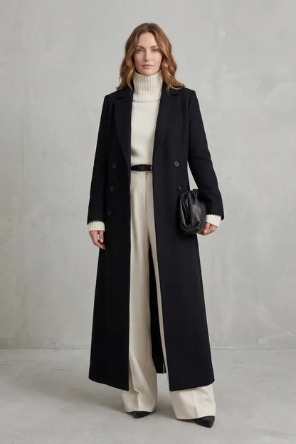 Lange Wollen Mantel Dames – Getailleerd Model