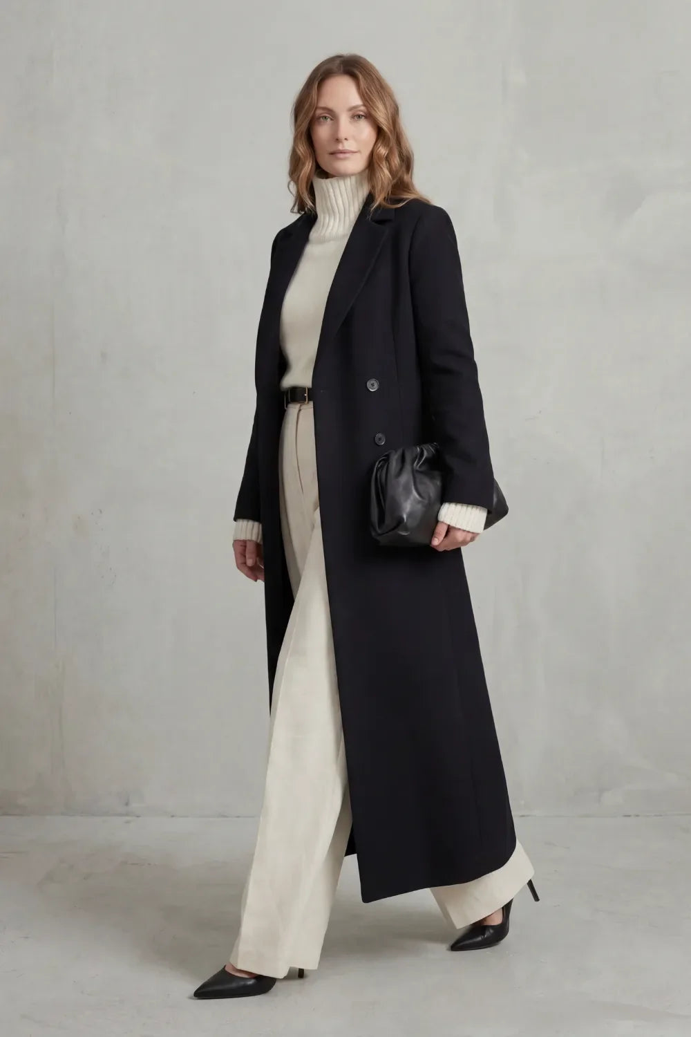 Lange Wollen Mantel Dames – Getailleerd Model