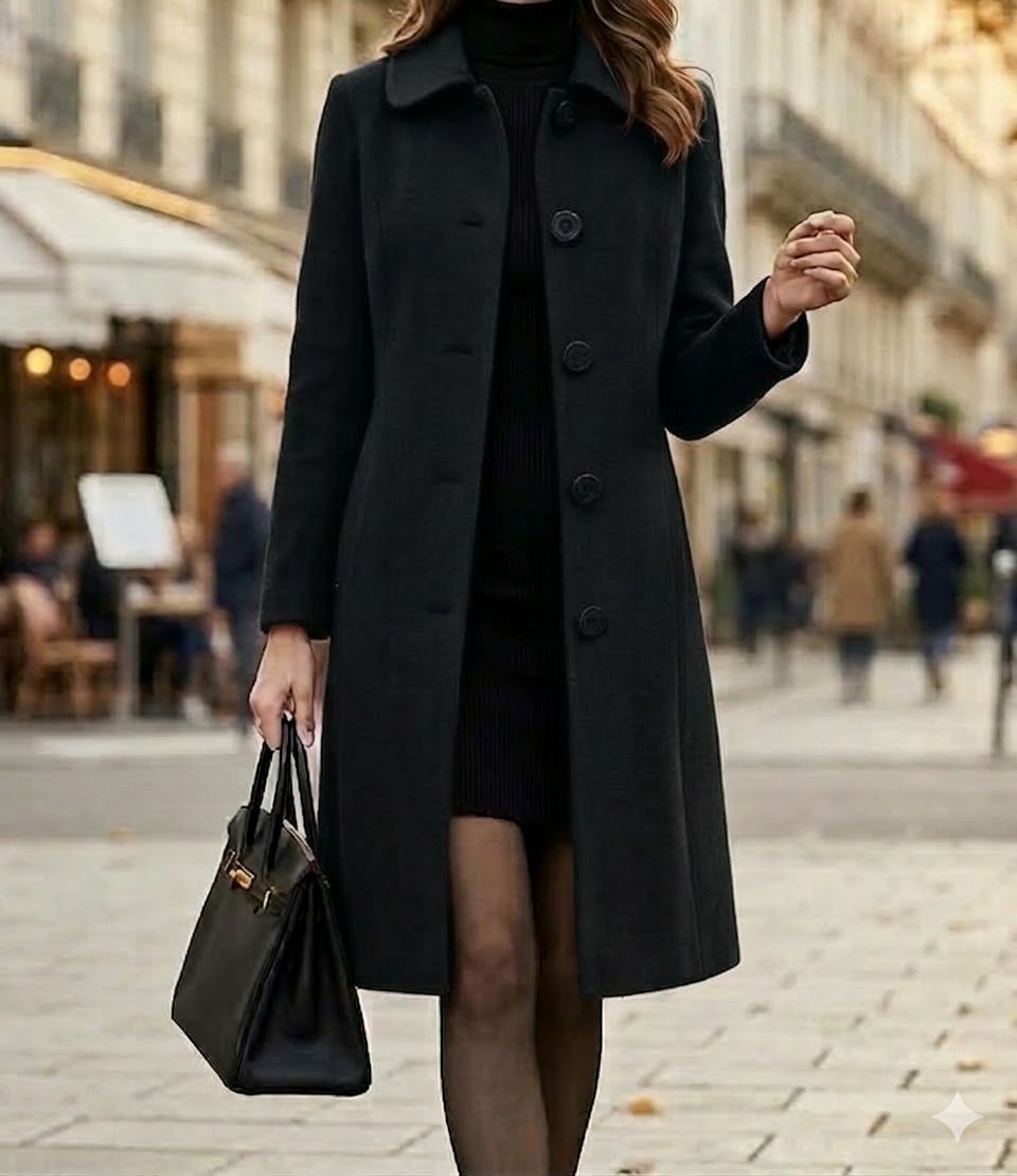 Elegante Lange Wollen Jas Dames – Mantel & Winterjas