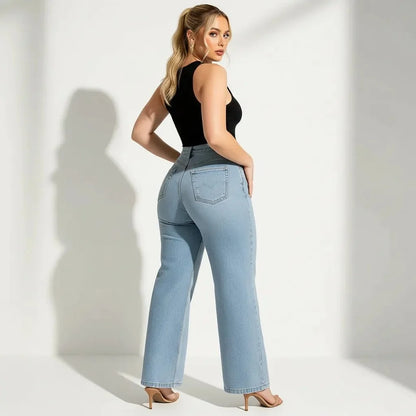 Wijde Dames Jeans Met Hoge Taille – Straight Fit