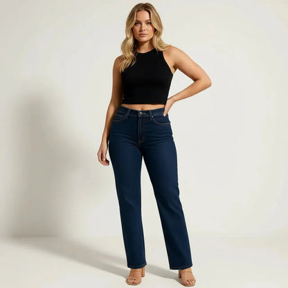Wijde Dames Jeans Met Hoge Taille – Straight Fit