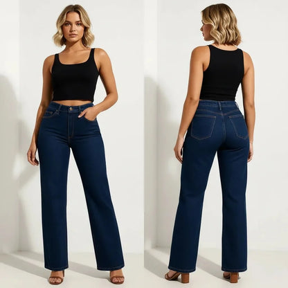 Wijde Dames Jeans Met Hoge Taille – Straight Fit