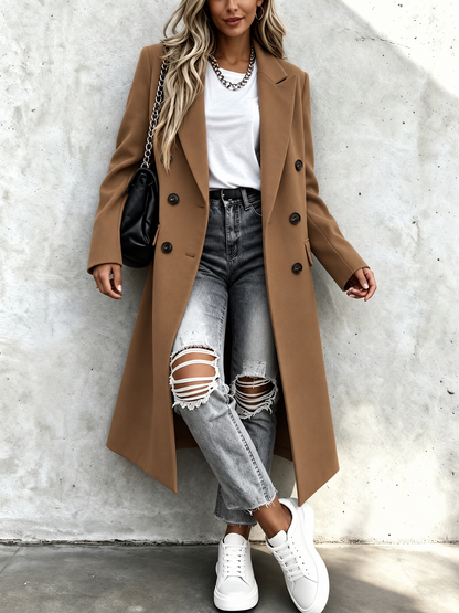 Lange Manteljas Dames – Double Breasted Wintermantel