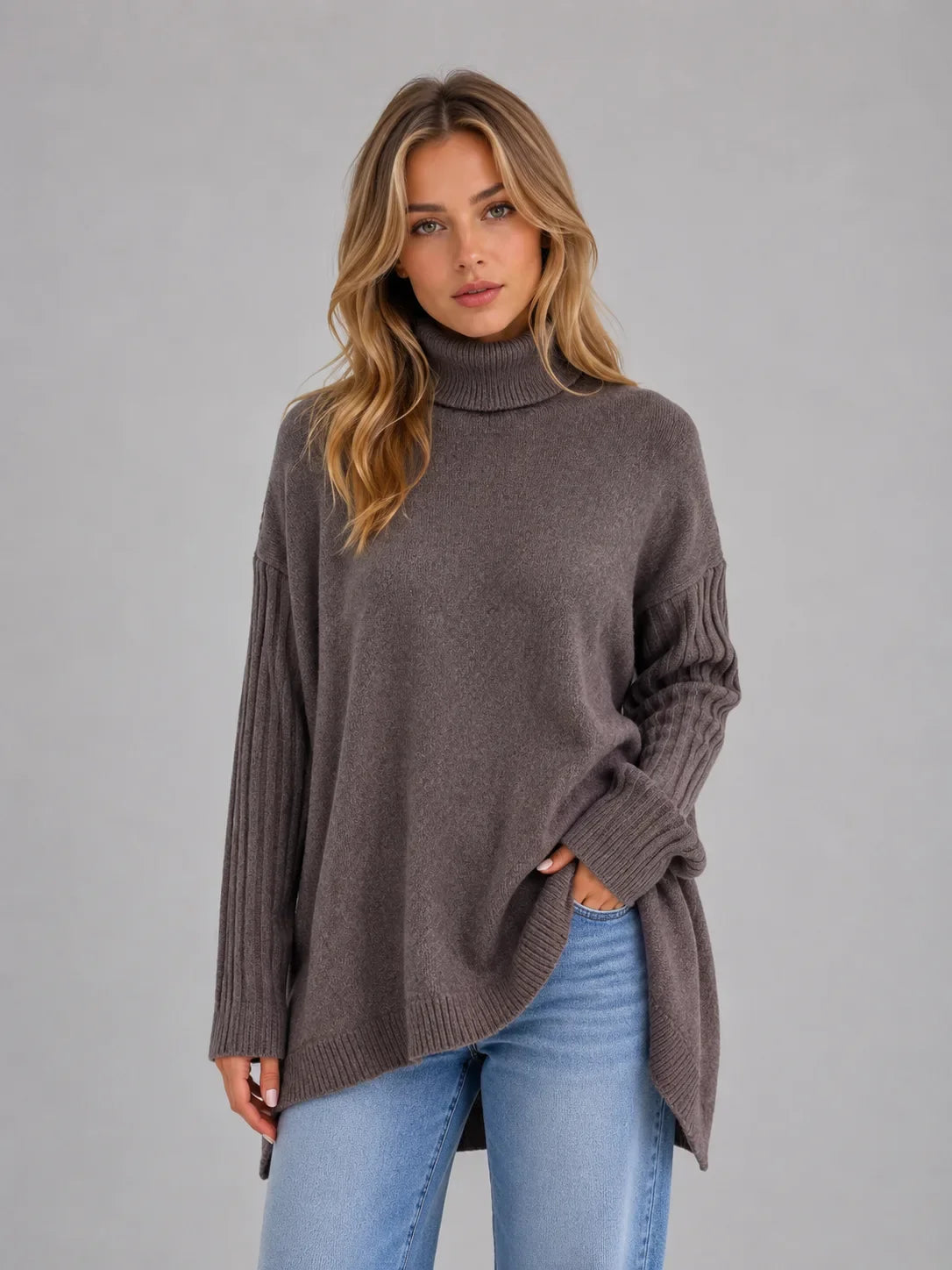 Oversized Dames Sweater Met Turtle Neckline