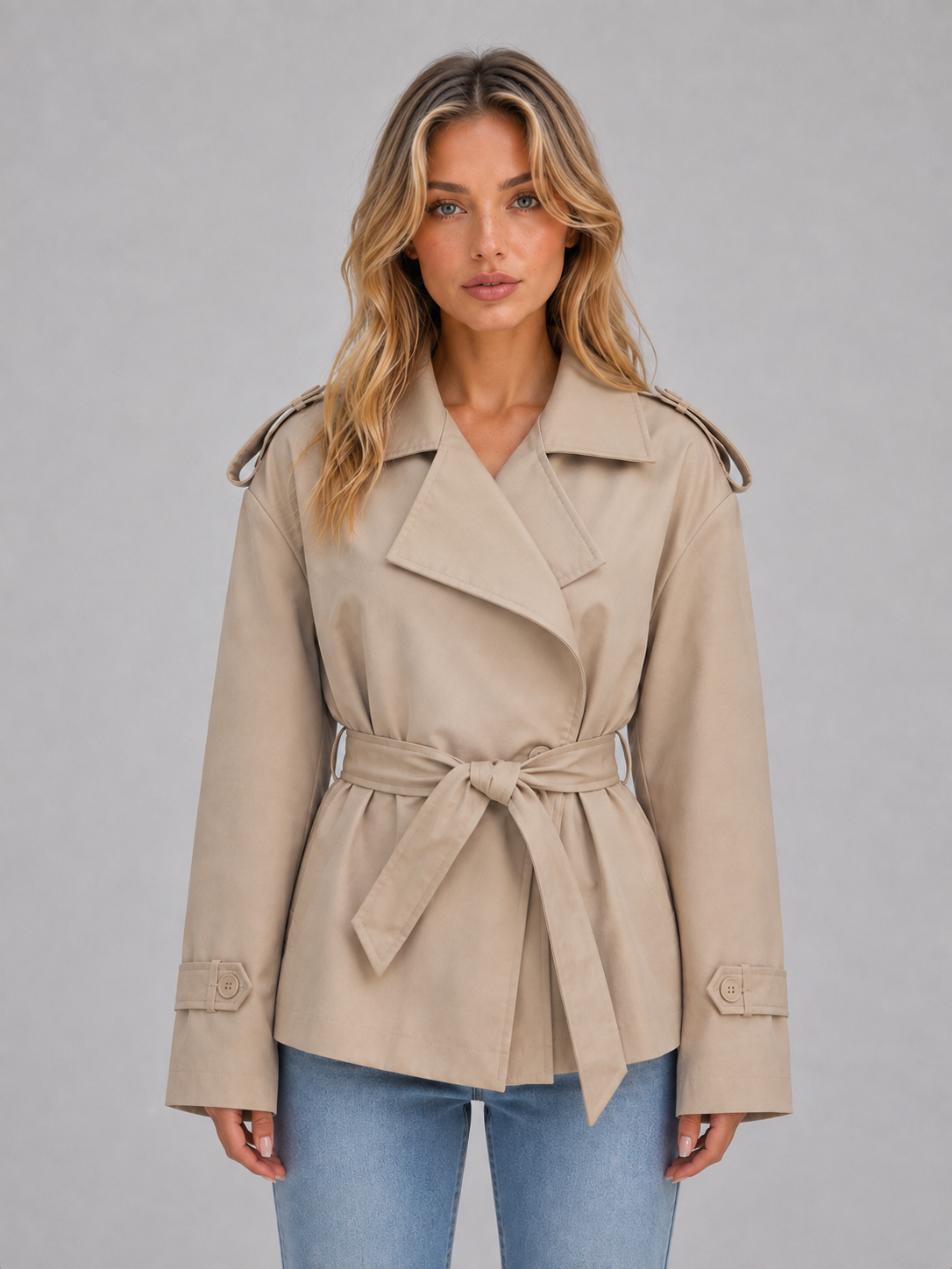 Trenchcoat Dames Met Ceintuur – Mantel Met Overslagsluiting