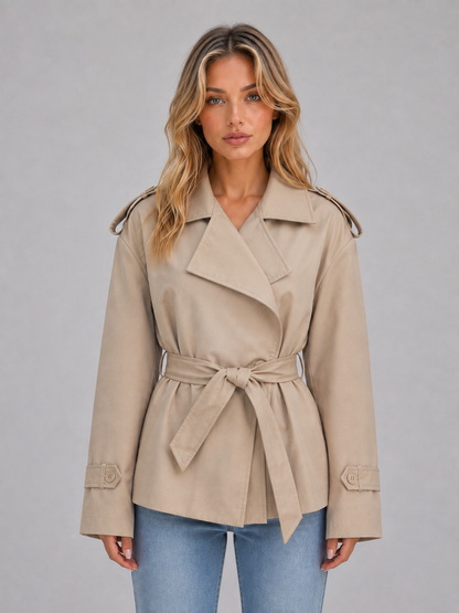 Trenchcoat Dames Met Ceintuur – Mantel Met Overslagsluiting