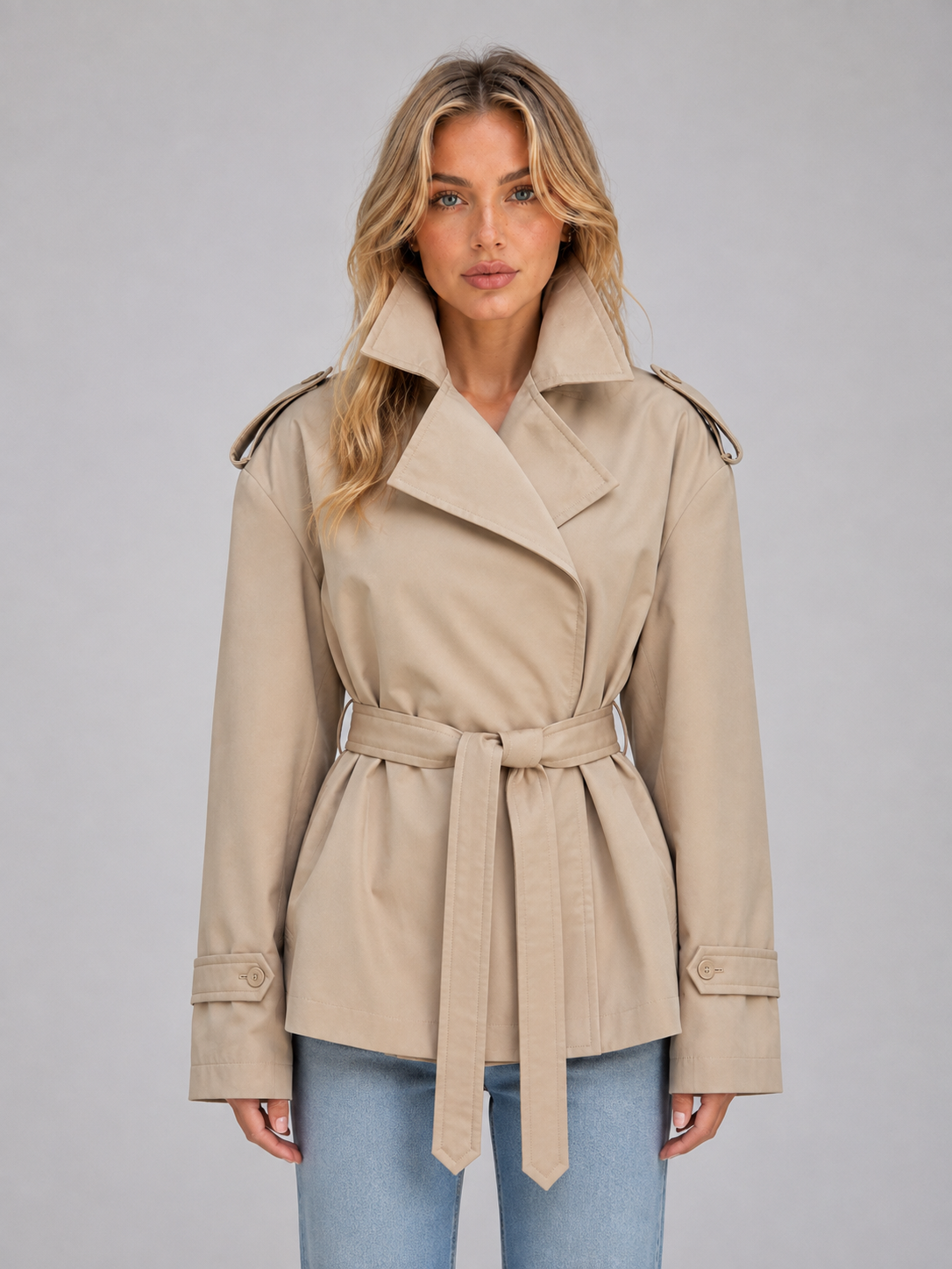 Trenchcoat Dames Met Ceintuur – Mantel Met Overslagsluiting