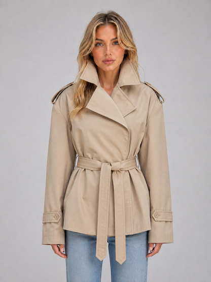 Trenchcoat Dames Met Ceintuur – Mantel Met Overslagsluiting